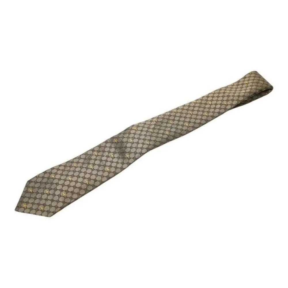 Gucci GG Bee Narrow Tie Brown Yellow